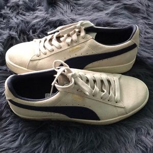 Cream and blue Puma sneakers